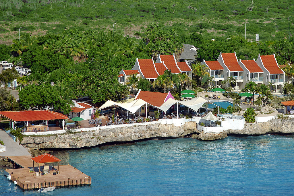 Captain Don's Habitat - Bonaire aerial view of dive dock and restaurant