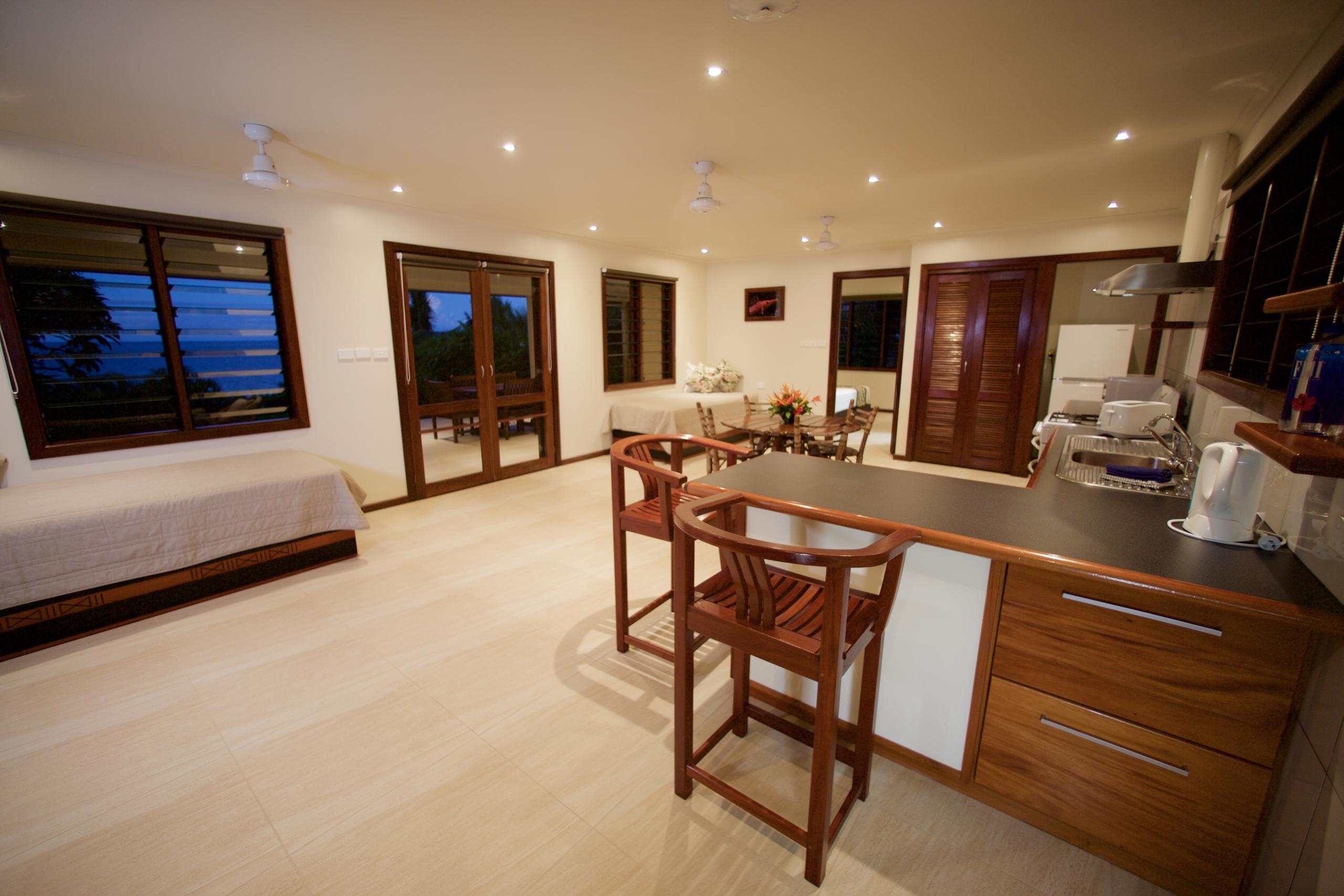 Volivoli Beach Resort, Fiji bedroom private kitchen